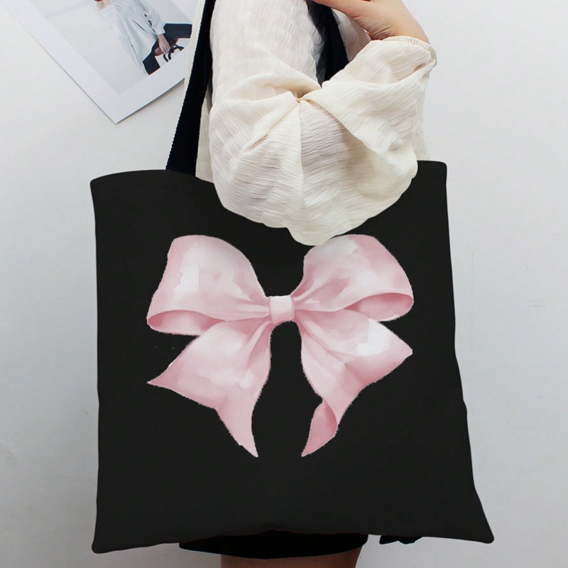 Shopper Tote Canvas - ROMWE Kawaii Yay Desen Kanvas Omuz