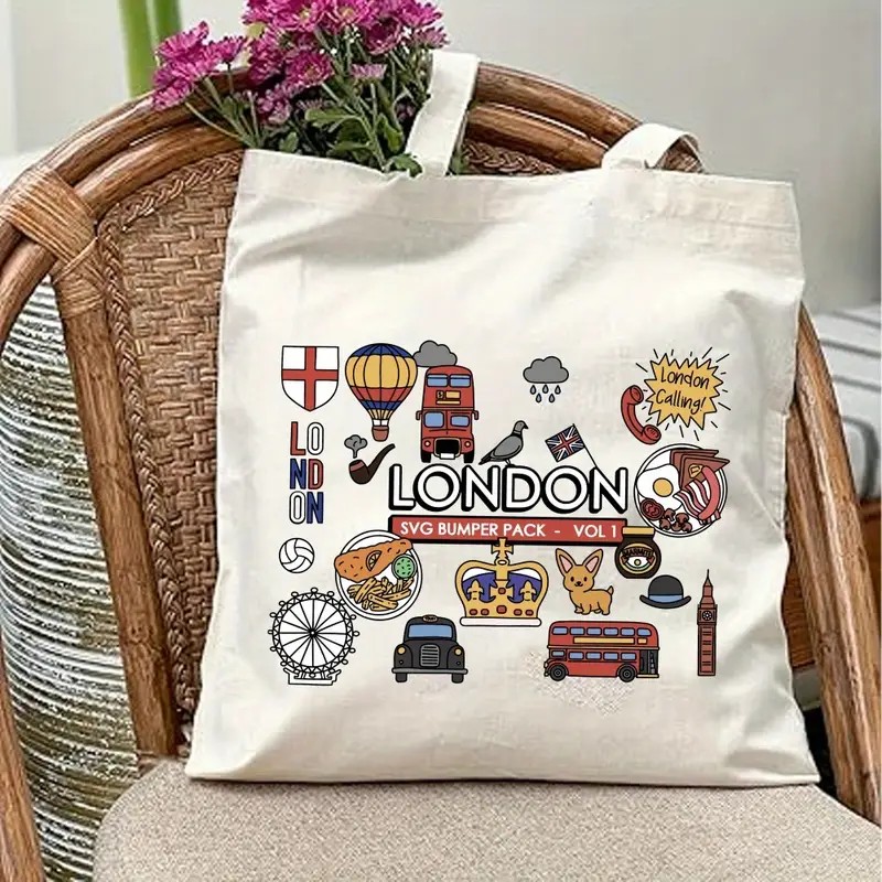 Women Bags Uk - Londra İngiltere Grafik Kanvas Tote Çanta,