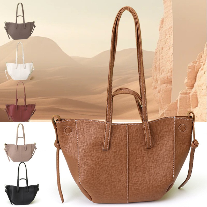 Top Handle Structured - Kahverengi Kanat Tasarımlı Tote Çanta, Kontrast
