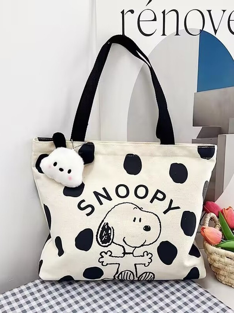 Shopper Tote Canvas - Karikatür Snoopy Kanvas Omuz Çantası Kadınlar