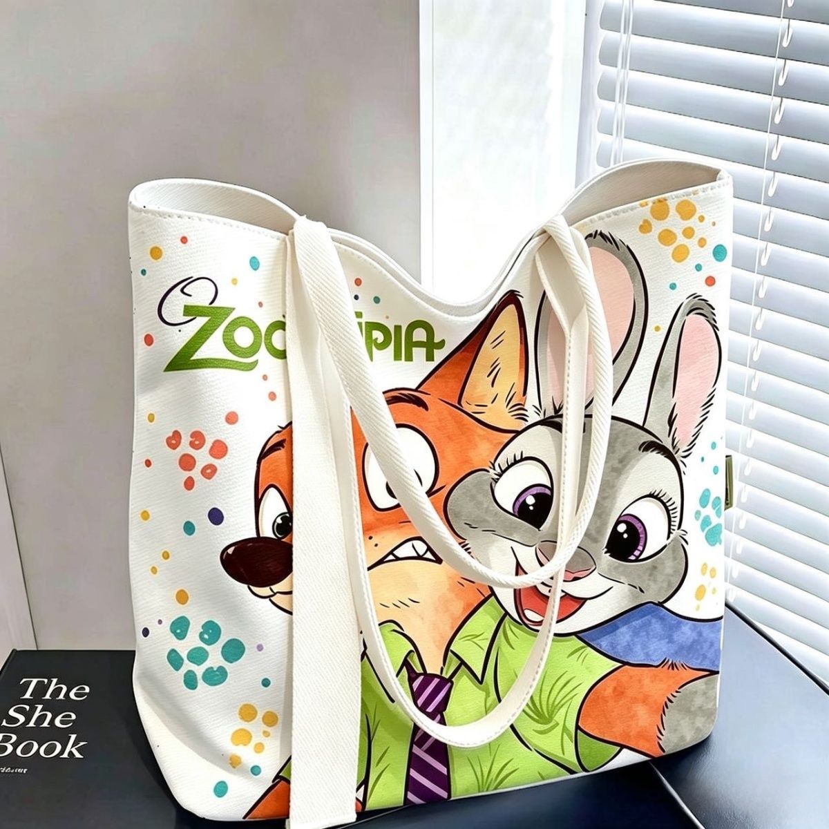 Shopper Tote Canvas - Zootopia Karikatür Kanvas Tote Çanta Büyük