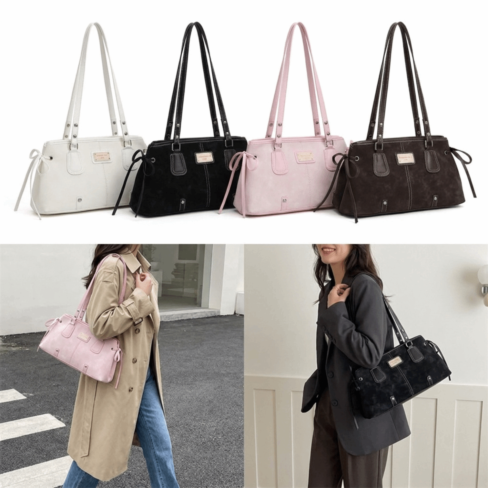 Top Handle Structured - Minimalist Suni Deri Tote Çanta Fermuarlı