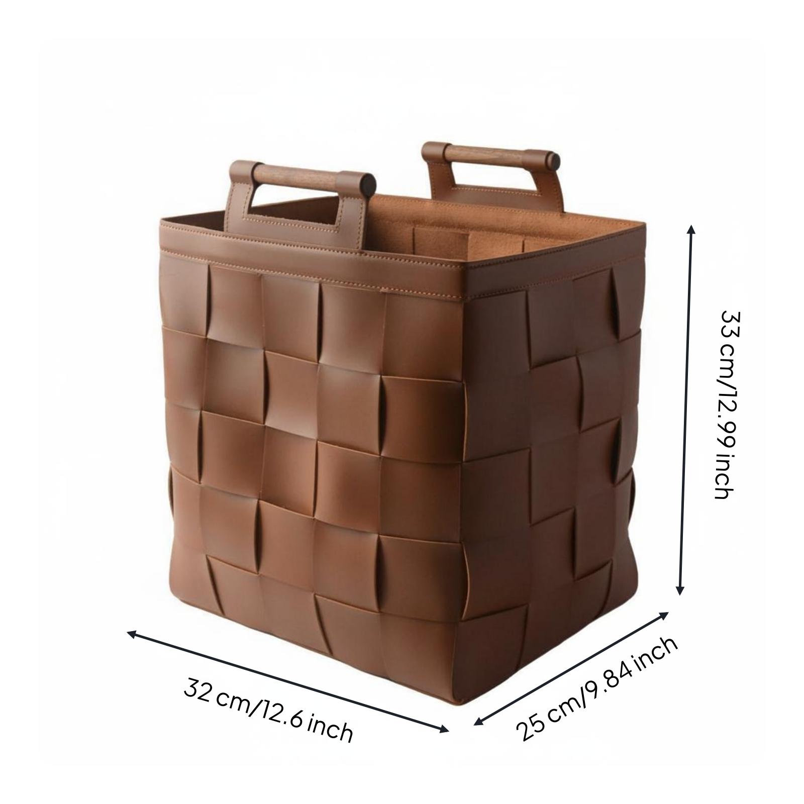 Top Handle Structured - Dokuma Deri Sepet Sert Yapılı Çamaşır