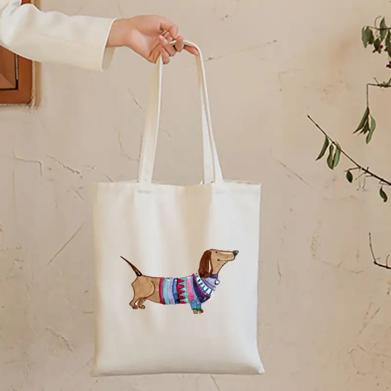 Shopper Tote Canvas - Sevimli Dachshund Komik Çanta Omuz Çantaları