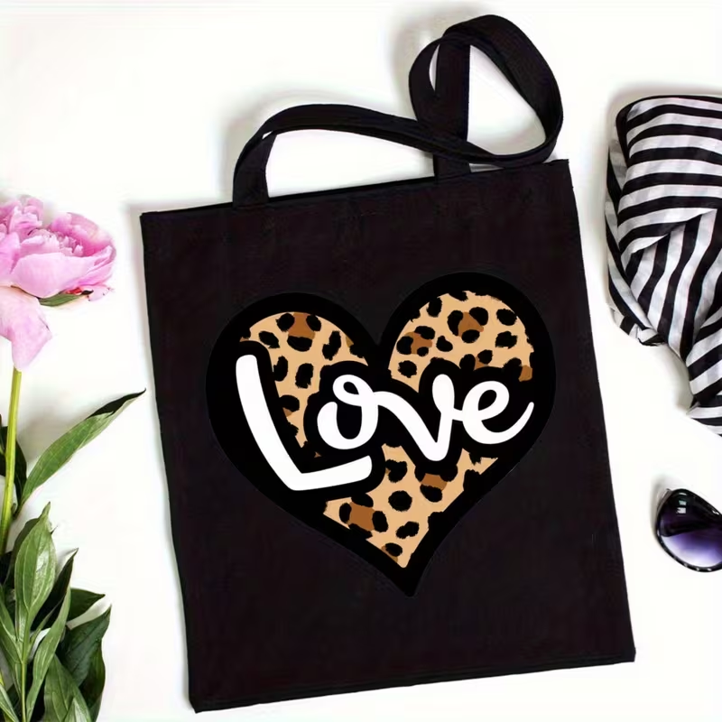 Leopar Baskı Kalp Aşk Mektubu  - Shopper Tote Canvas incelemesi ve fiyatı